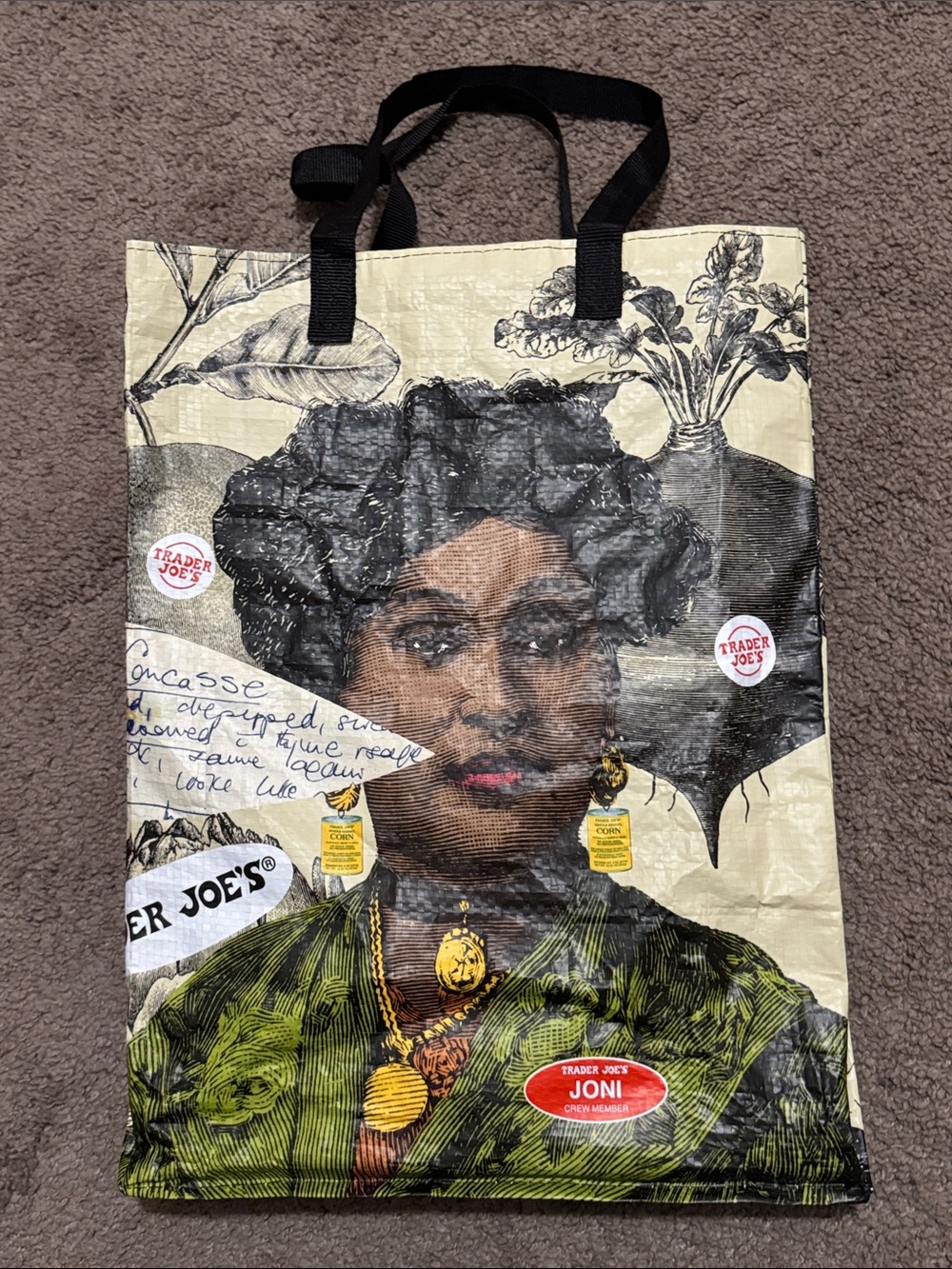 Trader Joe’s “HomeCooking With Joe”Reusable Shoppers Tote Bag-EUC-Wrinkled